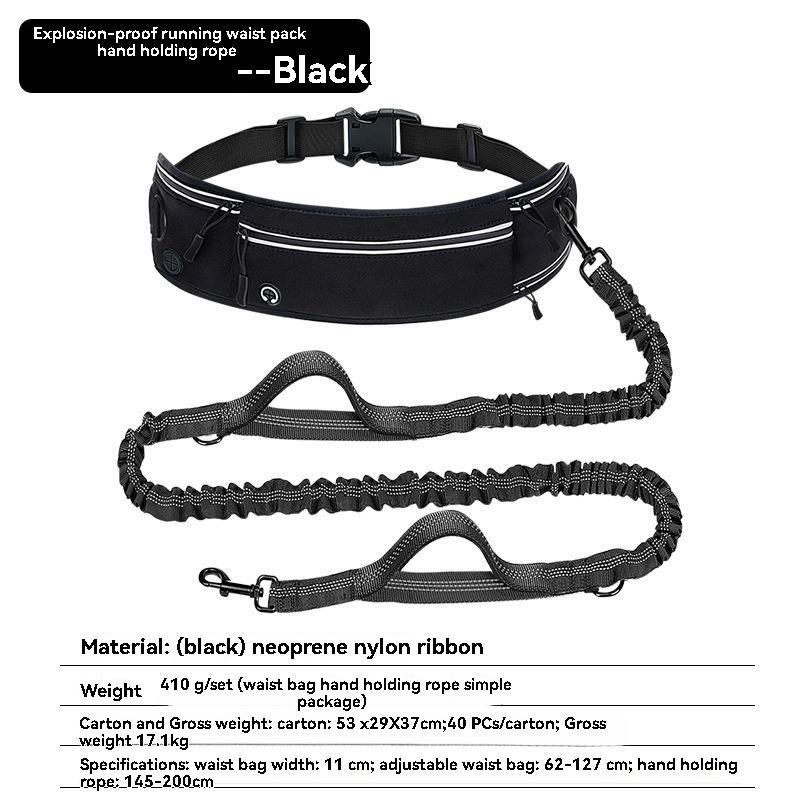 Waist Dog Hands Collars Harnesses Leads Free Dogs Leash Waist Running Leash Zipper Walking Pouch Reflective Dual Padded Handles