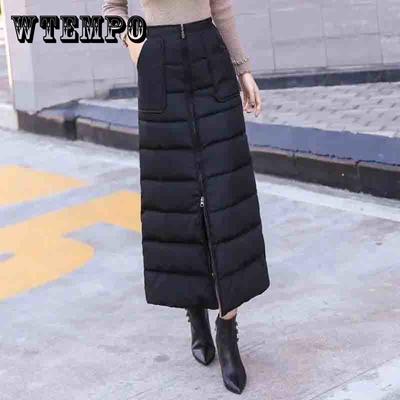 חצאית נשים מכותנה פוך בגזרת A מותן גבוהה מגנה על המותן חמה חסינת רוח מעבה חתיכה אחת באורך בינוני חצאית ירכיים