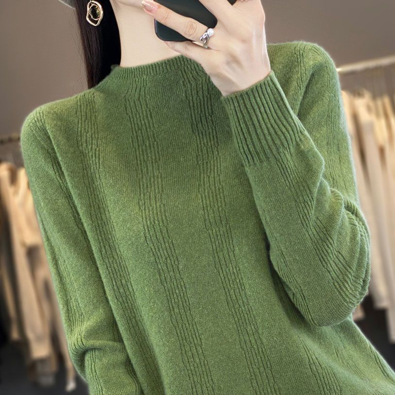 Women's Pullover Sweater Spring Korean Version Solid Loose Knit Sweater Short Top Spring and Autumn Base Top Women