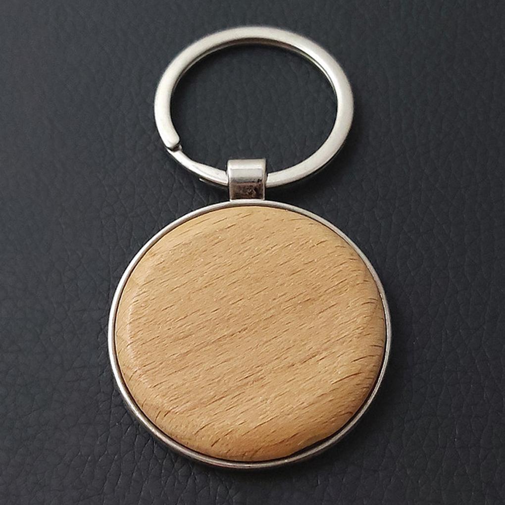 Keychain Ring Blank Wood Car Key Holder Portable Fashion Backpack Handbag Purse Keyrings Homemade DIY Handicraft