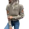 Vintage Mode Elegant Lässig Damen Rollkragen Langarm Einfarbig Aushöhlen Trägerloser Pullover Im Herbst und Winter