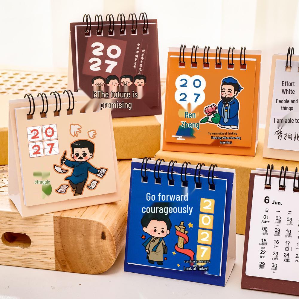 2027 Cute Mini Cartoon Celebrity Desk Calendar: Inspirational Desktop Ornament & Check-in Planner