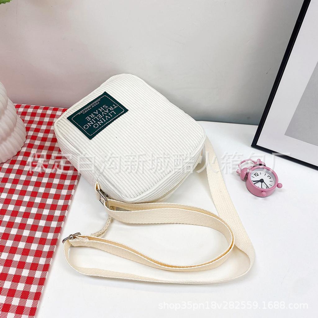 Damen kleine Kord-Schultertasche, Stilvolle kleine quadratische Umhängetasche