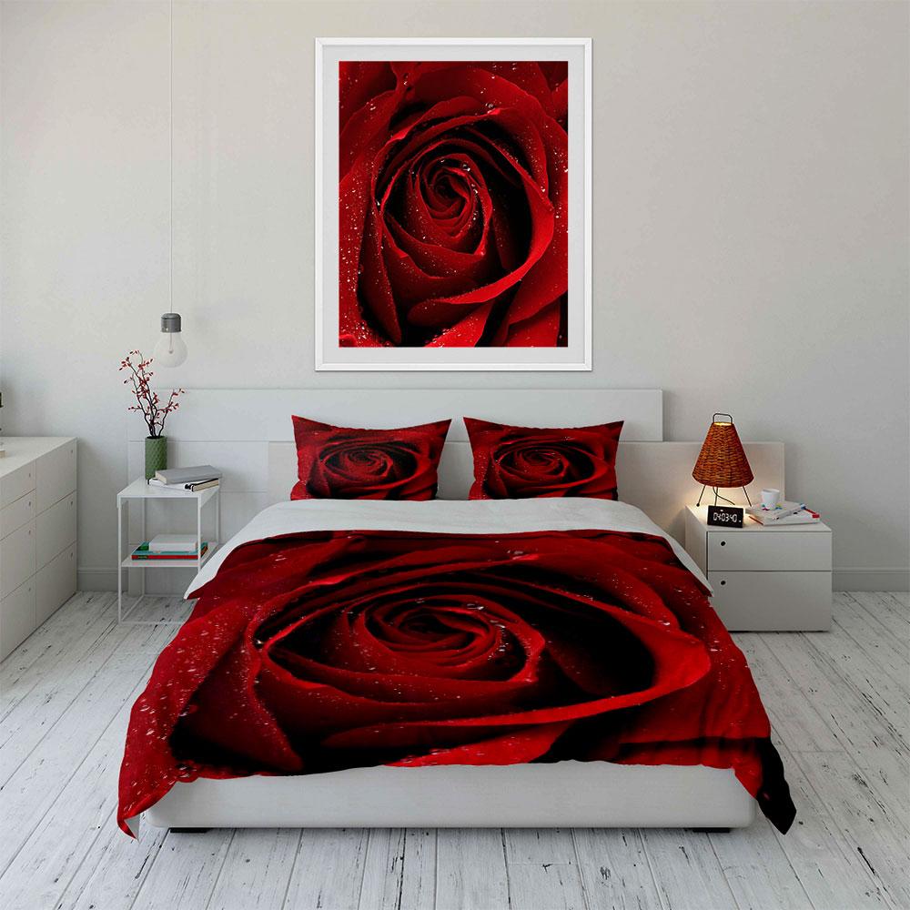 Red Rose with Droplets. Bedding Sets Duvet Cover Sets Duvet Covers Pillowcases(1 * Duvet Cover 2 * Pillowcases Without Duvet Insert)