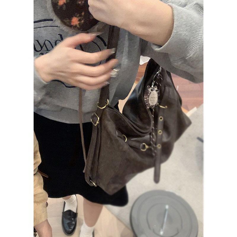 Autumn and winter new Maillard retro commuter backpack women's tide shoulder tote bag casual large capacity backpack