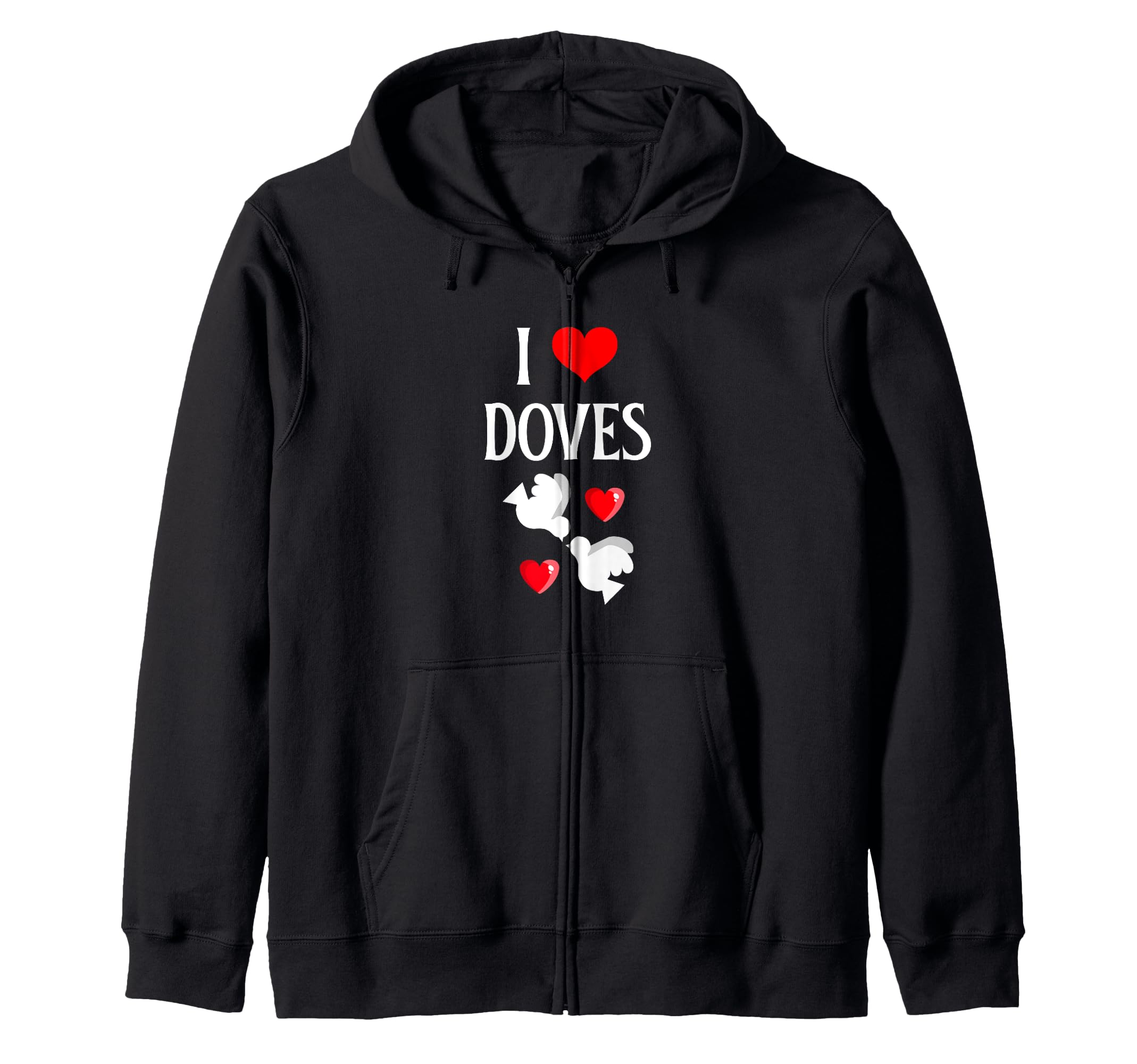 

I Love Doves I Heart Doves Barbary Dove Pet Bird Lover Zip-Up Hoodie