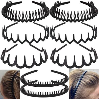 8 PEZZI Cerchietti Moda Antiscivolo Senza Sforzo in Plastica con Pettine Denti Neri Sottili Fasce Accessori per Capelli