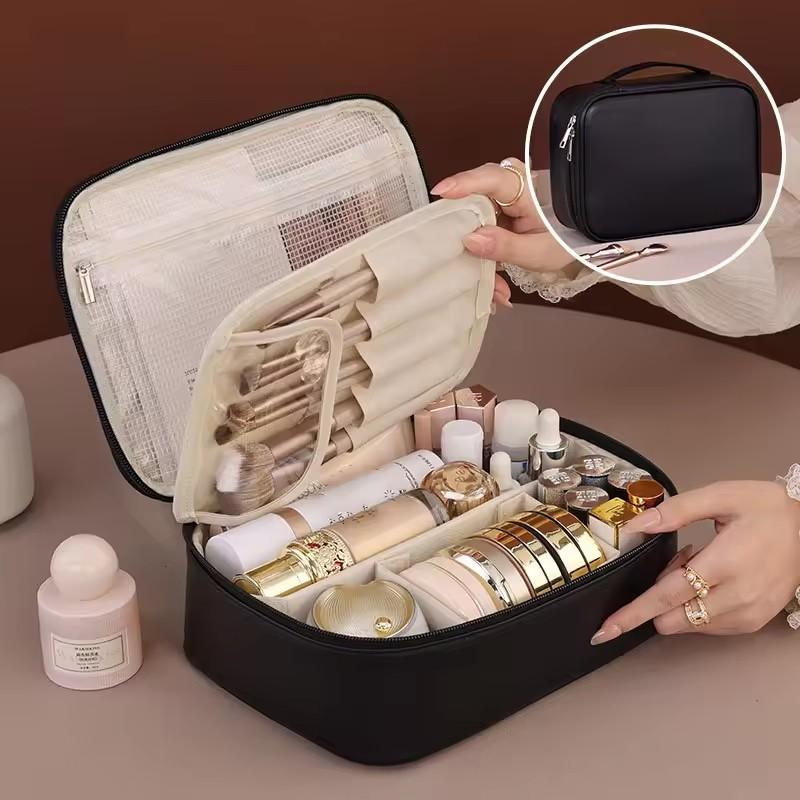 New Women's PU Leather Cosmetic Bag Portable Storage Bag Large Capacity Luxury Makeup Bag Travel Organizer Toiletry Bags