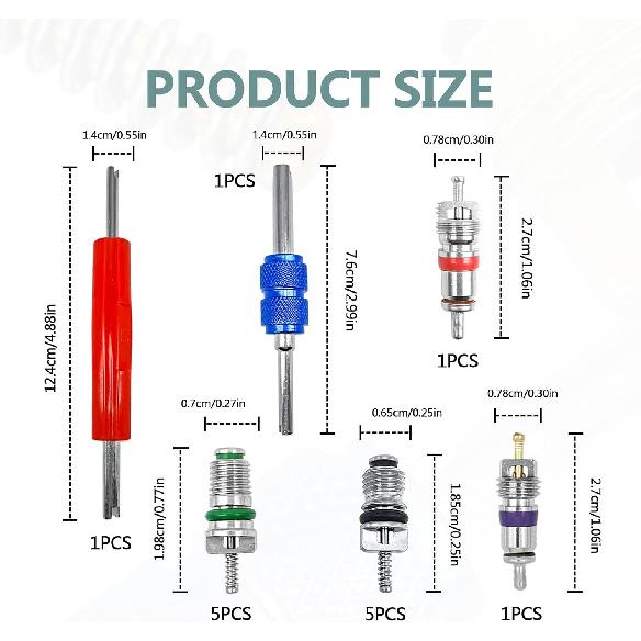 

102Pcs Air Conditioning Valve Core - Valve Cores Accessories A/C R12 R134a Accessories Kit, Automotive Air Conditioning Refrigeration Tire Valve Stem