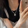 Niche design tinfoil round brand sparkling necklace light luxury collarbone chain temperament simple and versatile sweater chain