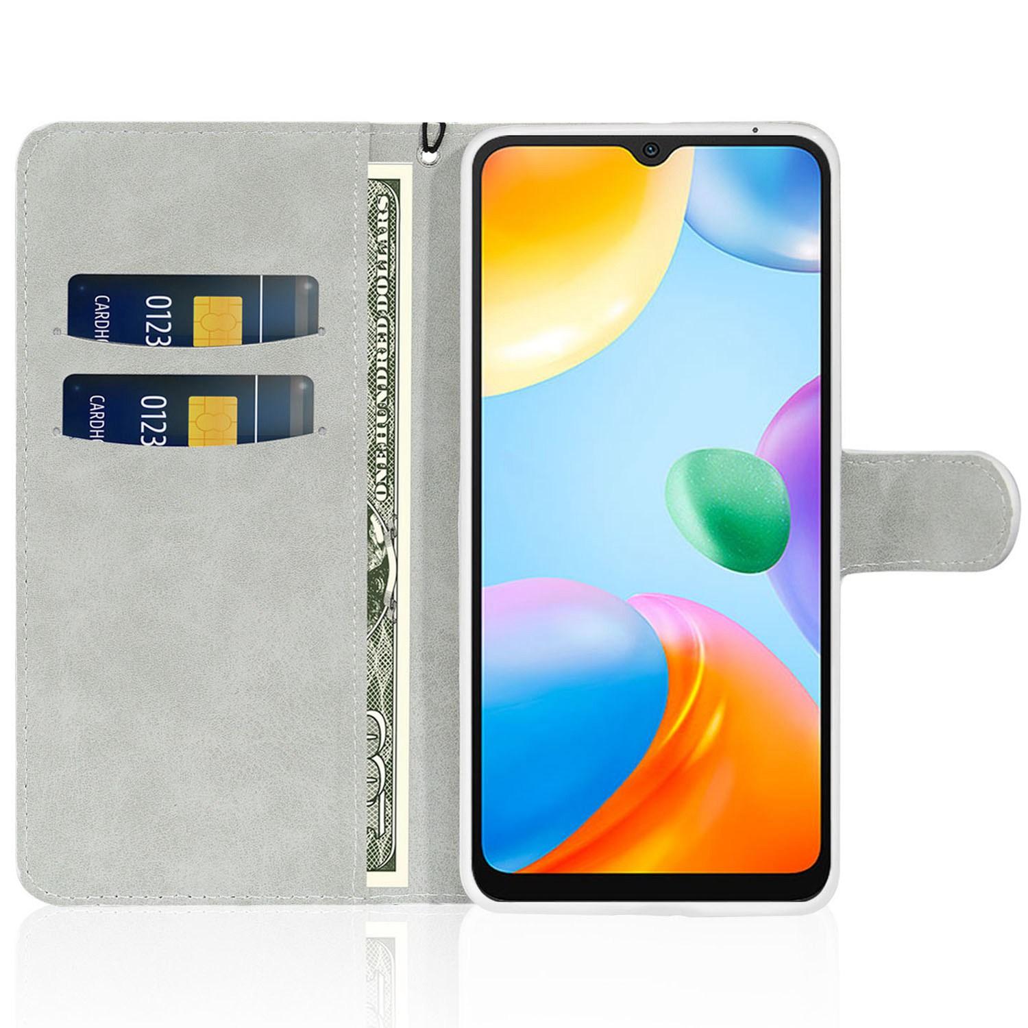 

For Xiaomi Redmi 10C 4G Glitter PU Leather Phone Case Stand Magnetic Closure Bling Handbag Shockproof Flip Cover with Hand Strap Blue