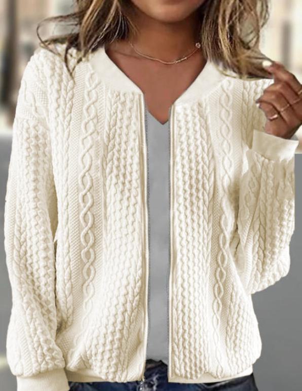 2023 Women's Jacquard Casual Long-Sleeve Short Jacket