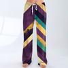 Ladies' Loose And Casual Carnival Printed Wide Leg Pants With Elastic Waistband Drawstring And Pocket Pants
