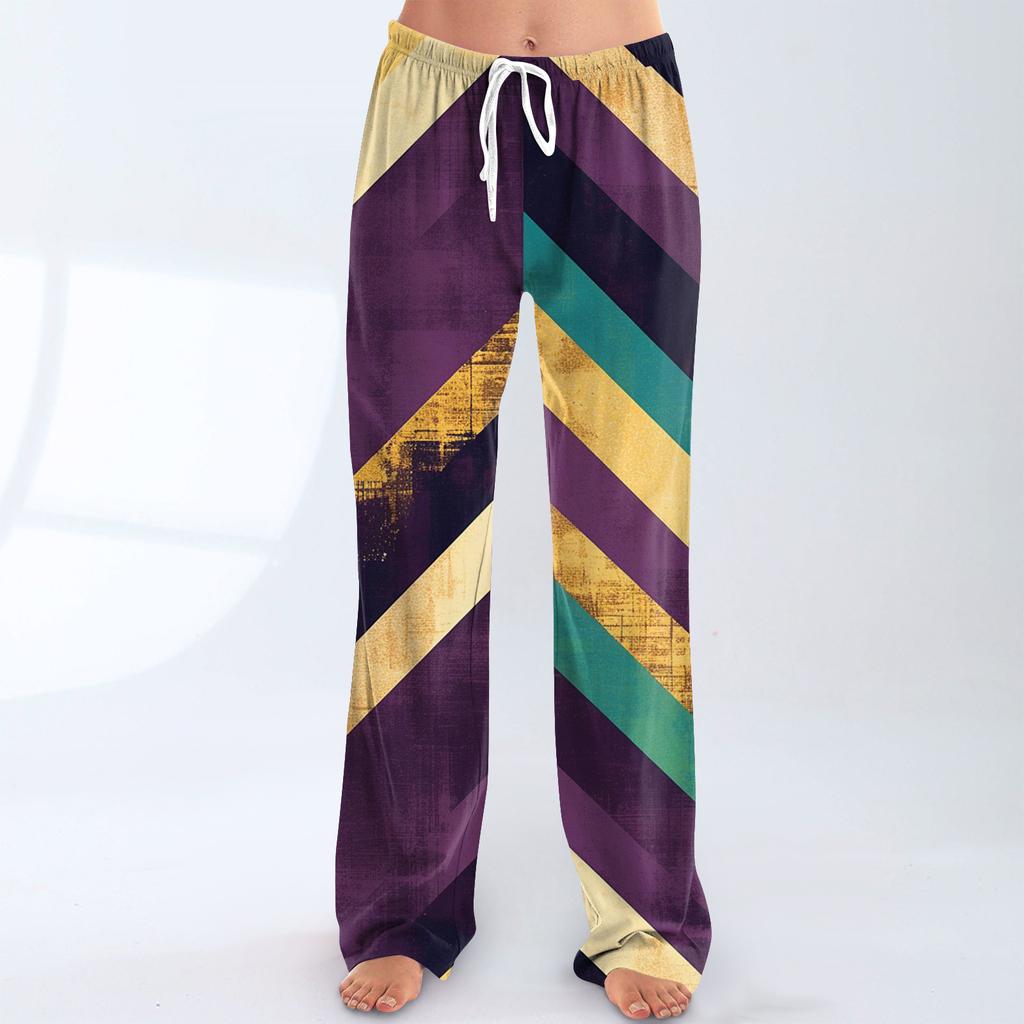 Ladies' Loose And Casual Carnival Printed Wide Leg Pants With Elastic Waistband Drawstring And Pocket Pants