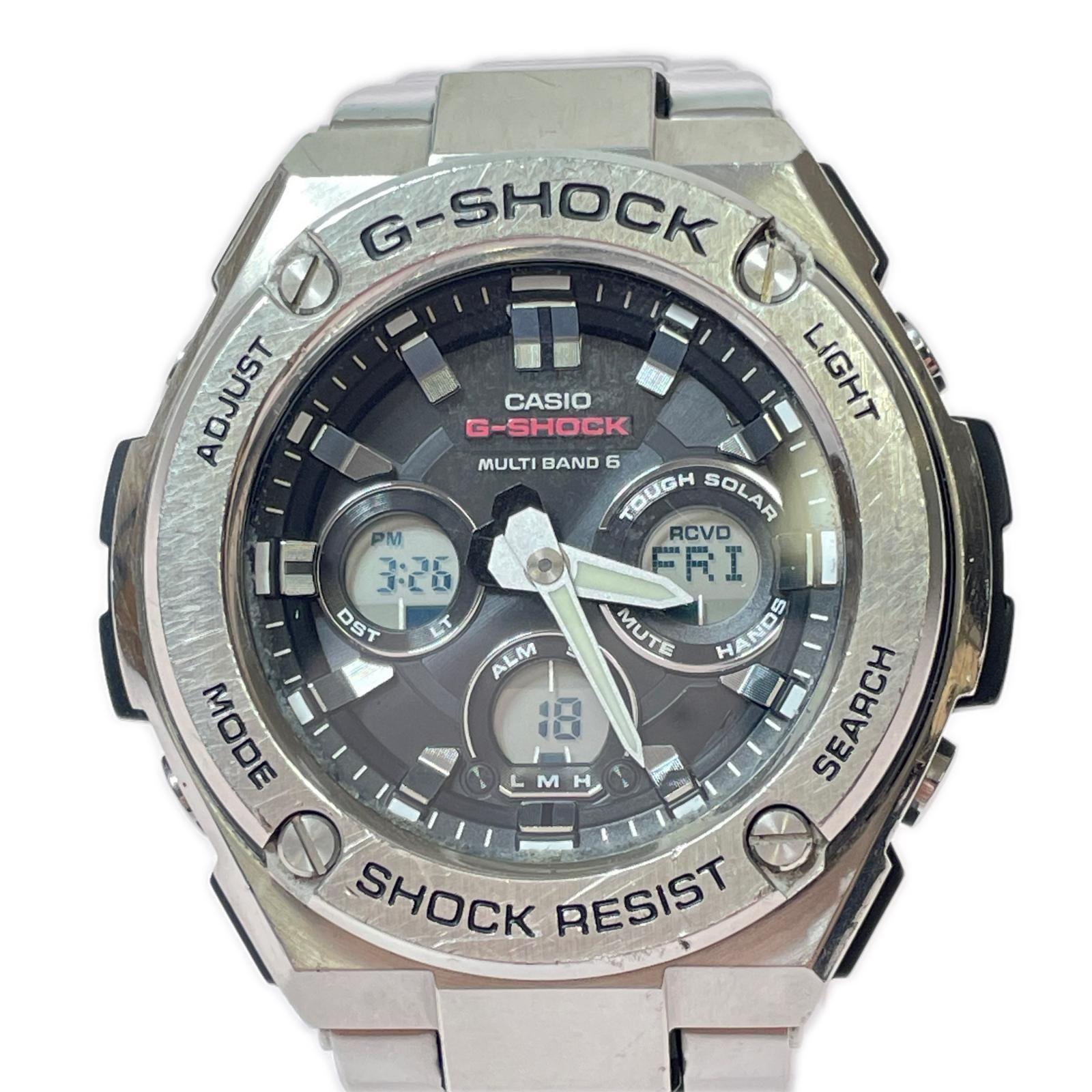 Used CASIO Casio G-SHOCK G-STEEL radio solar men s watch silver GST-W310D