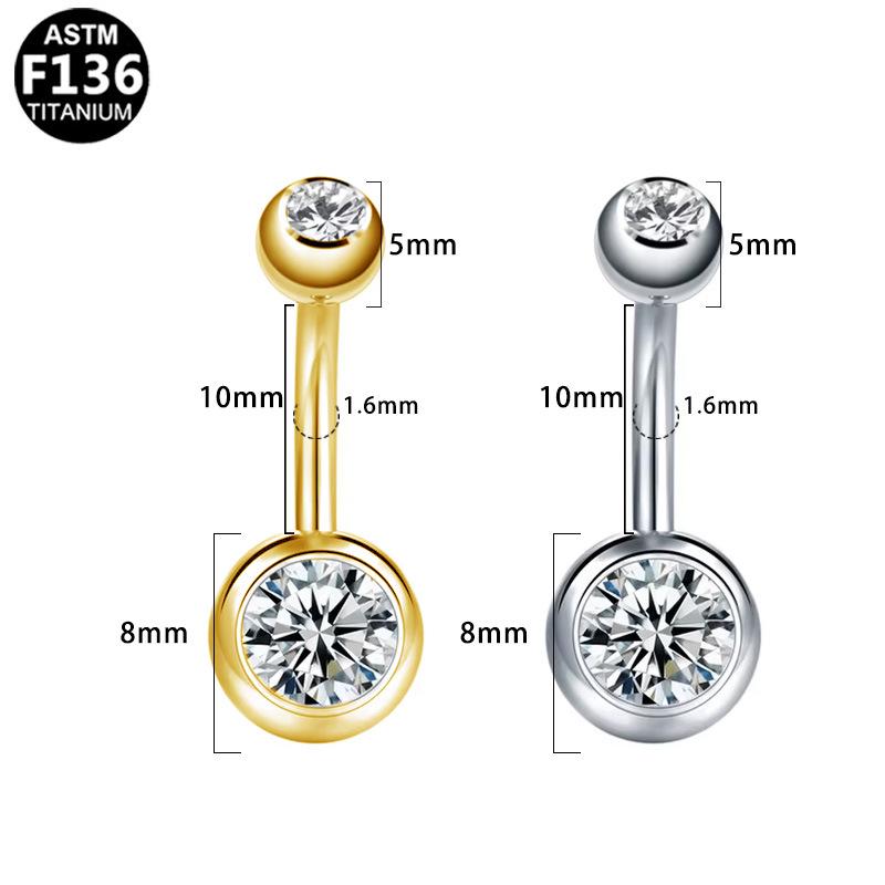 Titanium F136 Navel Ring with Diamond Ball for Daily Wear