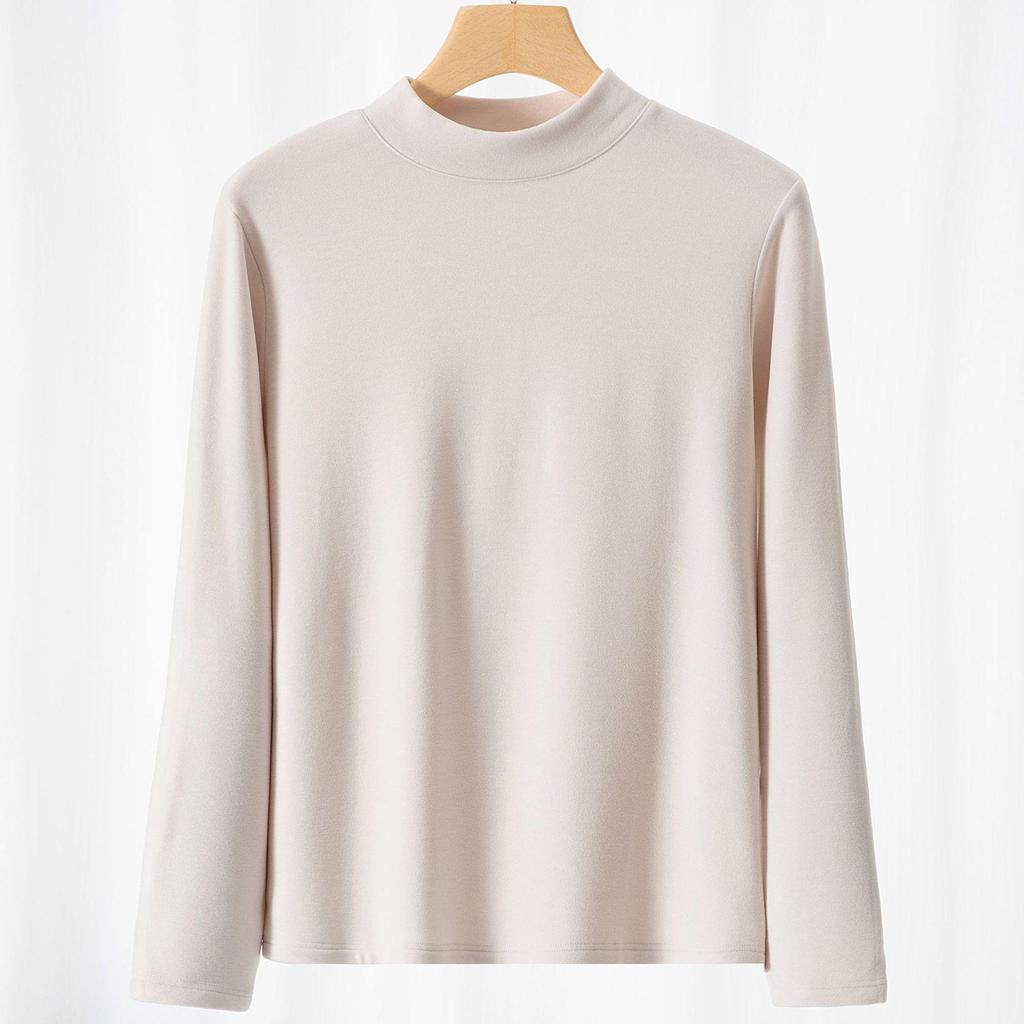 Women's Lyocell Brushed Fleece Slim Fit Long Sleeve Top for Autumn/Winter