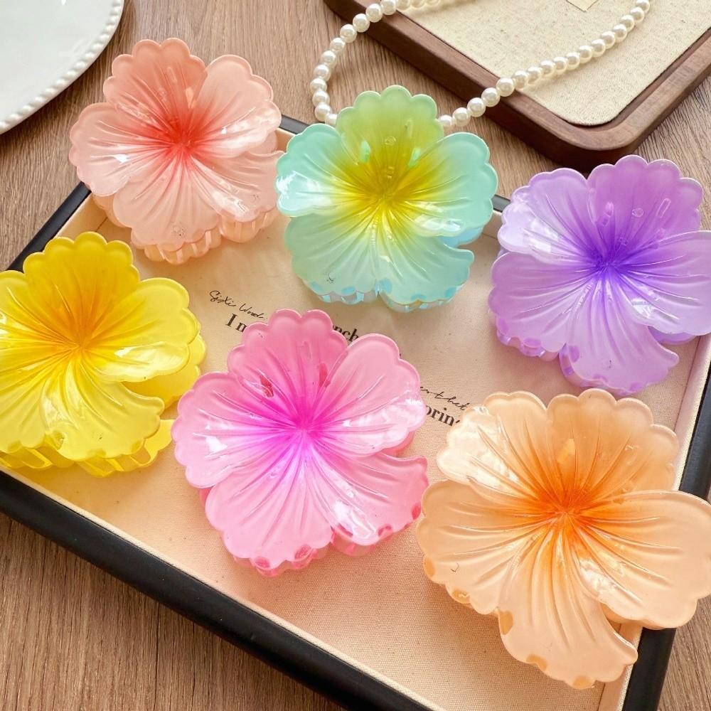 3Pcs/Set Gradient Hawaiian Flower Hair Clip Hibiscus Hair Clips New Hairpin  Summer Hair Accessories