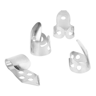 Finger Picks Metal 3Pcs Index Finger 1Pc Thumb Guitar Parts Musical Instrument Accessories(Silver )