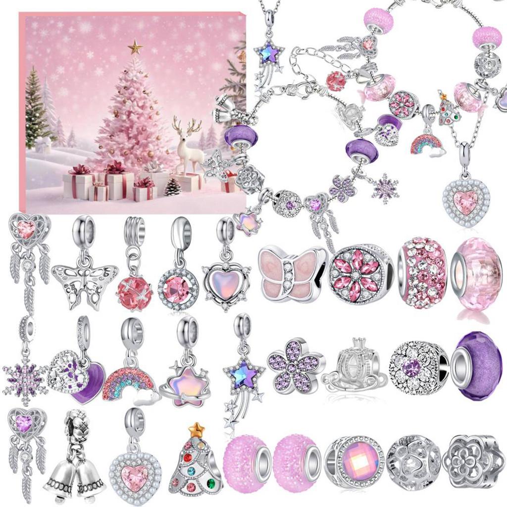 Jewelry Christmas Countdown Calendar DIY Bracelet Necklace Jewelry Making Kit Christmas Advent Calendar for Girls