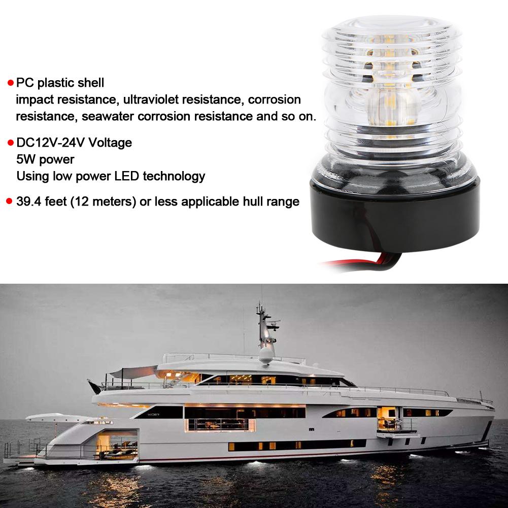 LED Signal Light 360 Degrees IP66 Protection 5W Lamp for Yacht Boat DC12V 24V