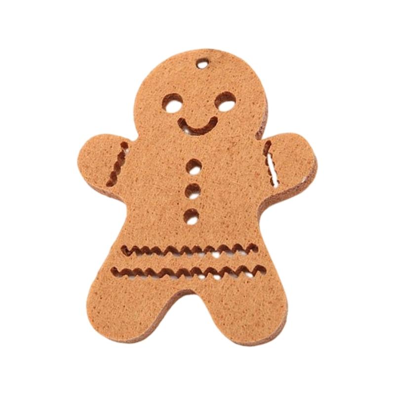 

10 Piece Soft Felt Gingerbreads Decorations Christmas Tree Hanging Ornament Safe For Kids Holiday Homes Decoration