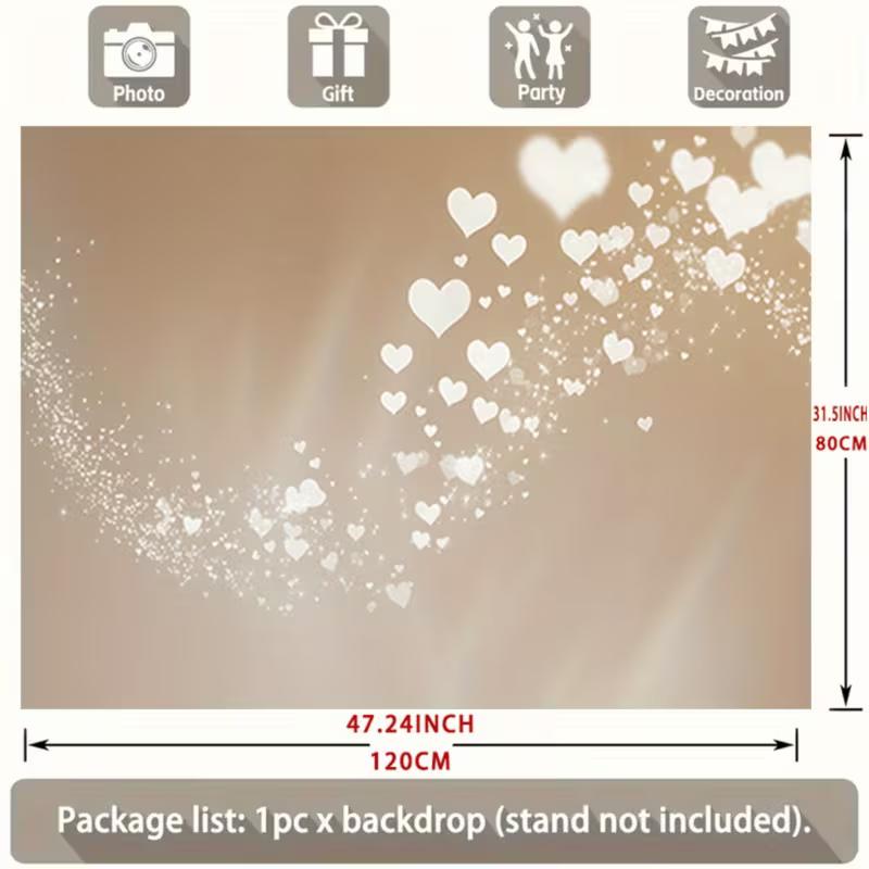 

2D Shimmer Heart Backdrop for Newborn, Maternity & Couple Portrait Photography 47.2x31.5inch/120*80cm