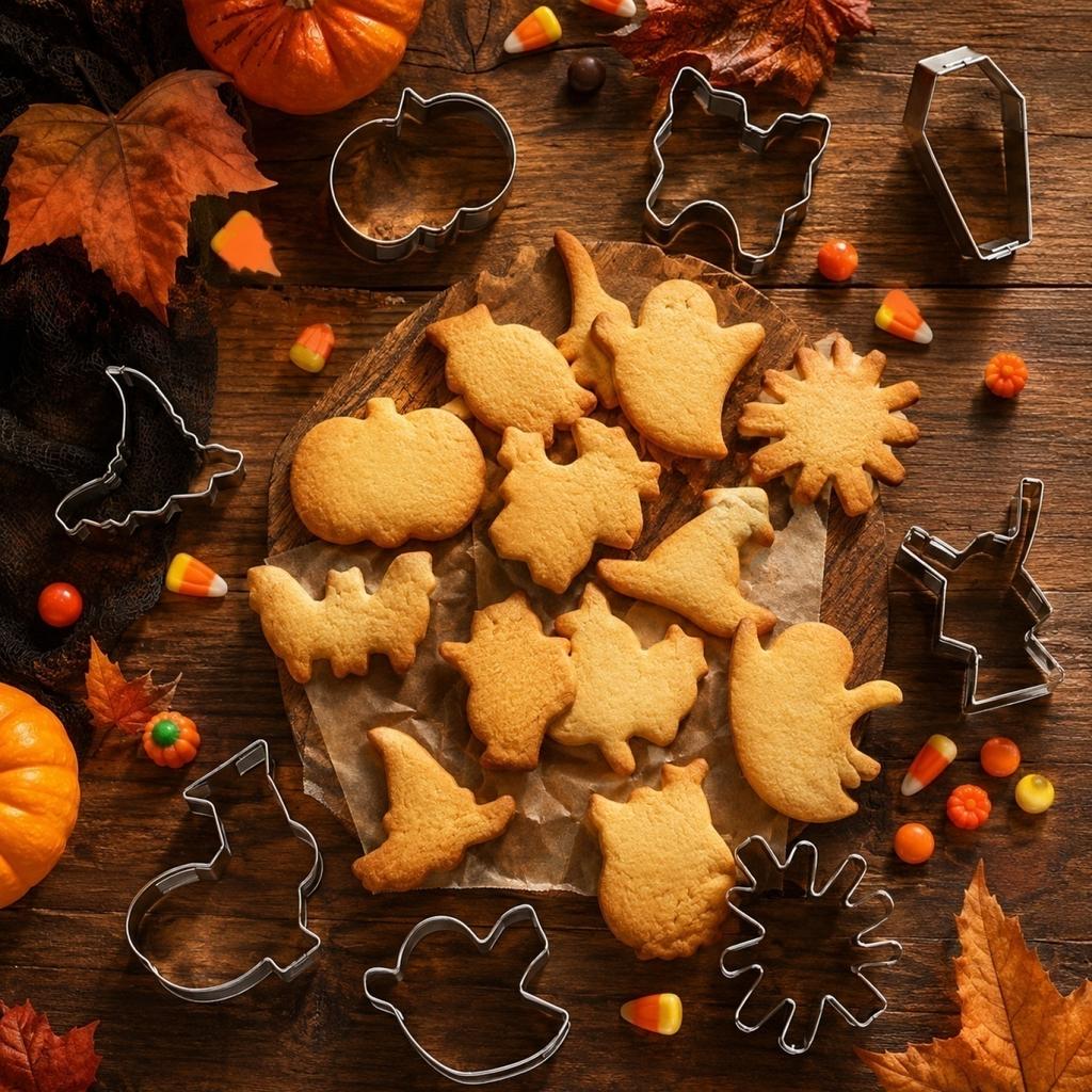 12 Pieces Halloween Cookie Cutters Set Stainless Steel Pumpkin Ghost Witch Hat Bat Spider Owl Coffin Crown Shape Baking Tools