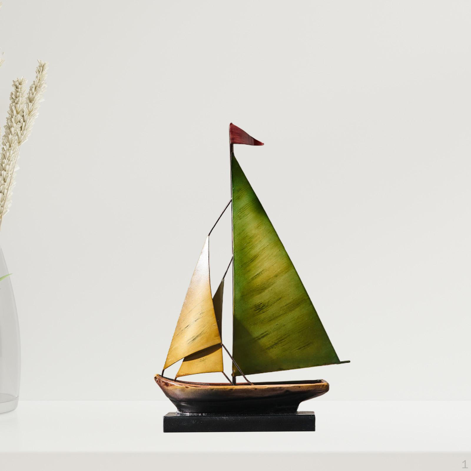 

Iron Boat Statue Metal Sculpture Gift Home Decor Ship Model Sailboat Figurine for Festival Christmas зелений