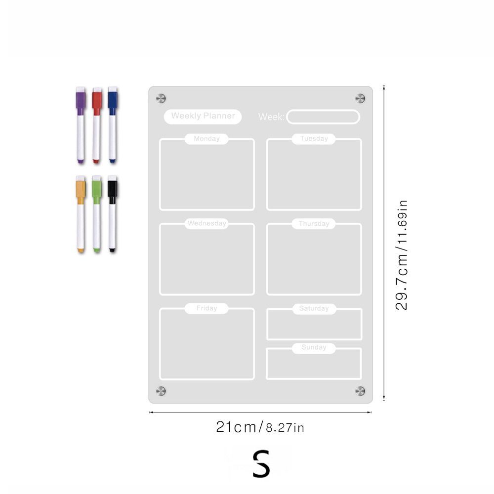 6 Markers Acrylic Erase Boards Clear Planning Note Board Premium Monthly Calendar Memo  School