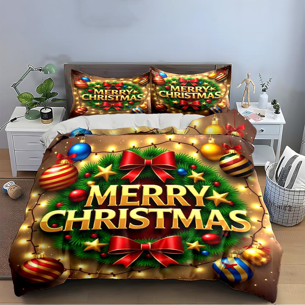 Merry Christmas Festive Bedding Set Bedding set (1 duvet cover, 2 pillowcases, duvet not included)