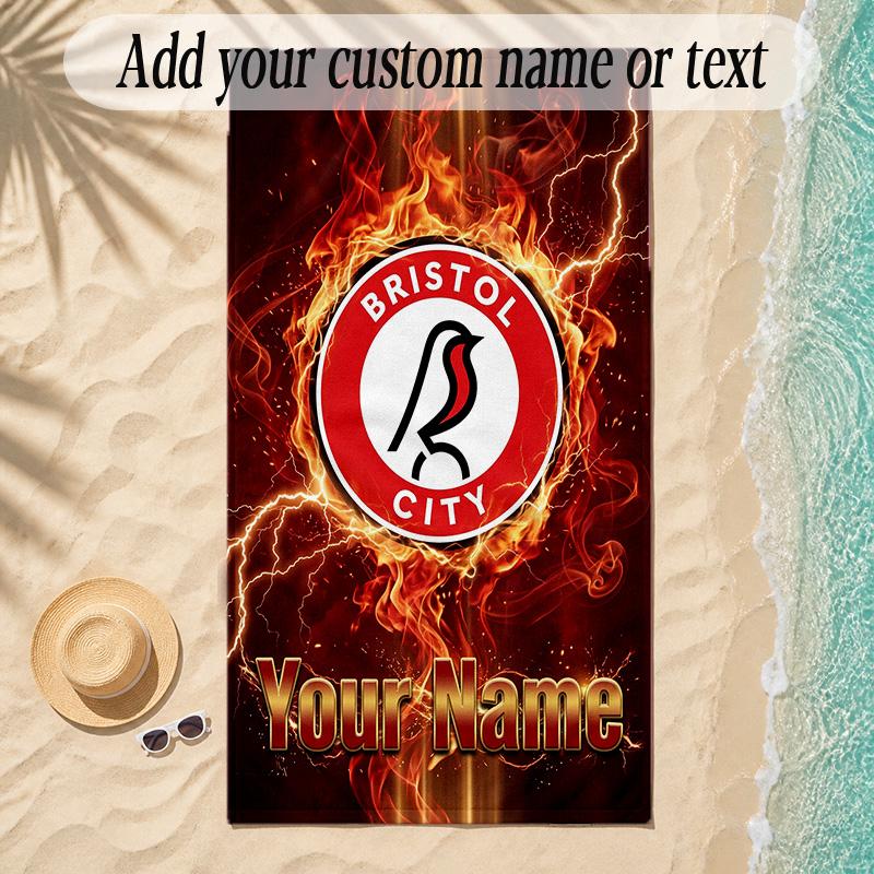 Beach TowelBristol City Custom Name Text Personalized Soft Towel for Beach Pool Indoor Home Decor Gift