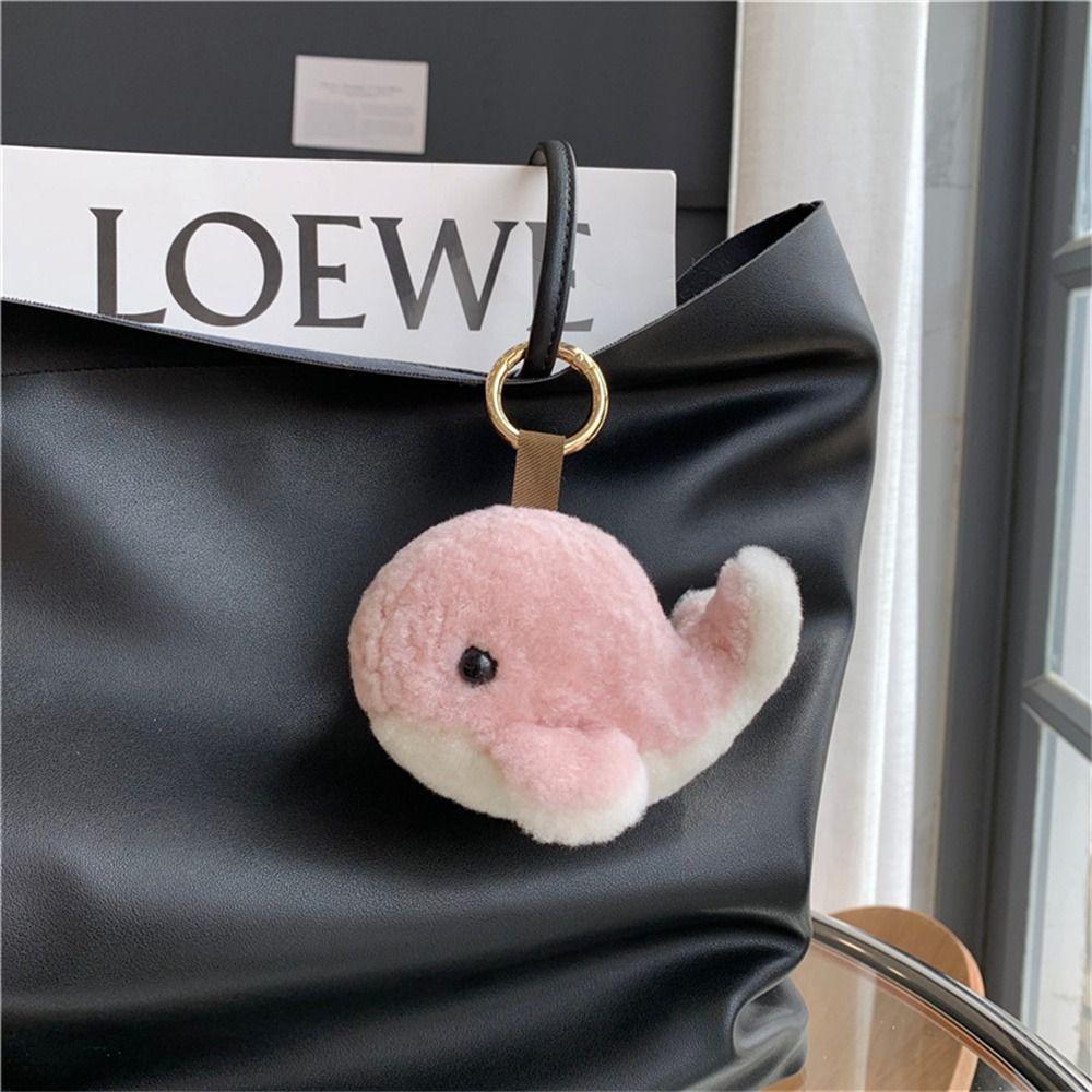 Plush Key Chain Furry Dolphin Keychain Furry Wool Whale Keyring Whale Car Keychain  Men Women