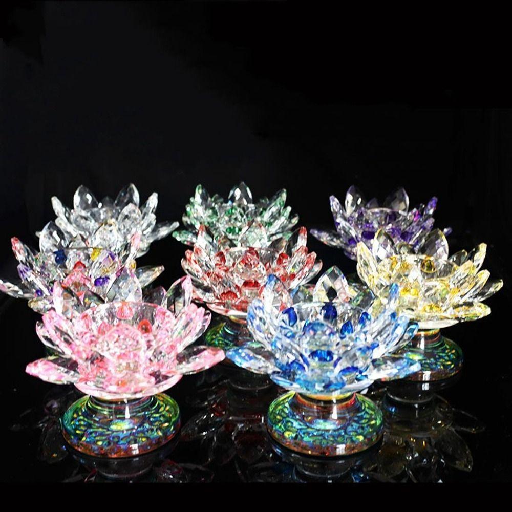 Candelabro de loto de cristal de cuarzo con forma de flor de loto, multicolor, de pureza, de 10 pies de alto, con forma de loto