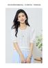 2025 Summer New High end Round Neck Lantern Sleeve Flower Jacquard Short Sleeve T-shirt Fashion Knitted Top