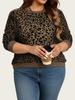Übergröße Damen Sweatshirt mit Leopardenmuster - Europäischer & Amerikanischer Stil, Rundhalsausschnitt, Langarm-Pullover-Oberteil