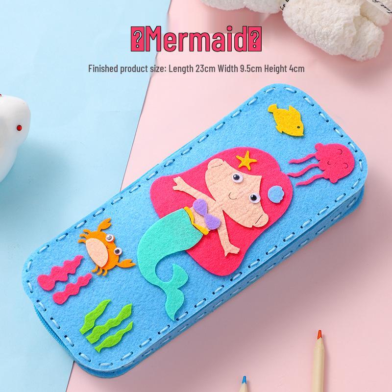 Cartoon Pencil Case for Students and Children: DIY Sewing Kit with Non-Woven Fabric.