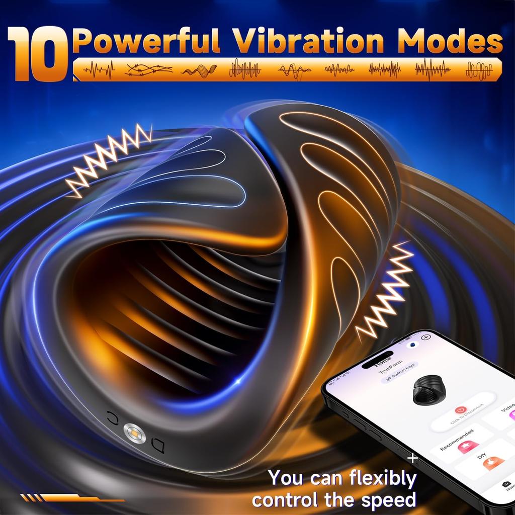 Male Masturbator Penis Stroker with App Control - Vibrating Glans Stimulator for Men, Adult Pleasure Device