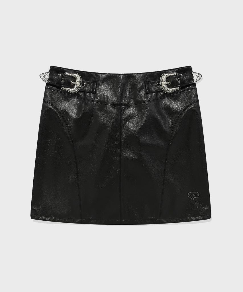 Pallet Buckle Point Tight Short Skirt Black