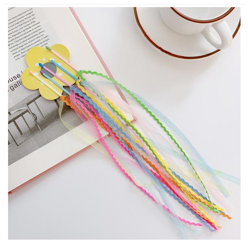 

Детская разноцветная плетеная заколка для волос с кисточкой