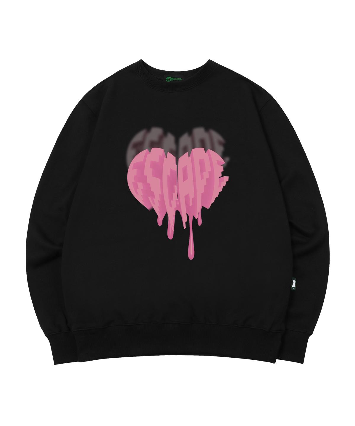 Escape From Pink Melting Heart Logo Print Sweatshirt Black L