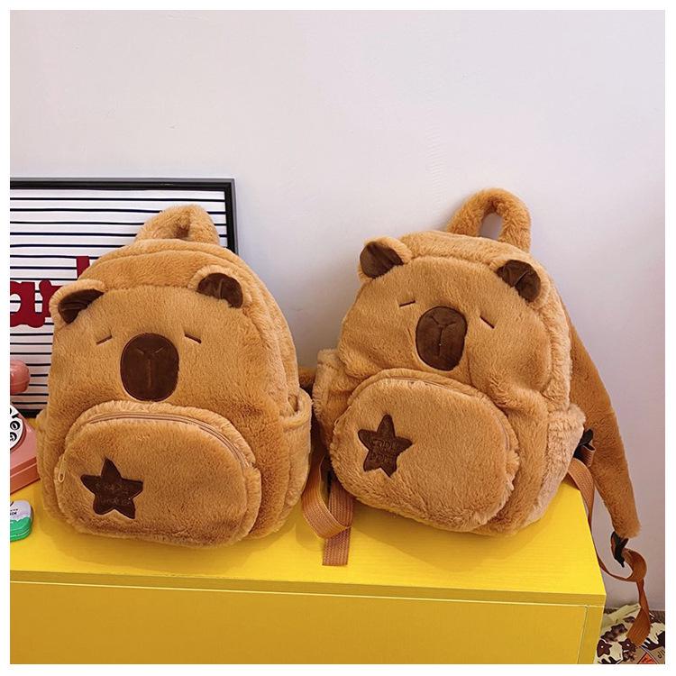 Lightweight Cute Capybara Plush Backpack - Stress-Reducing Student Bag