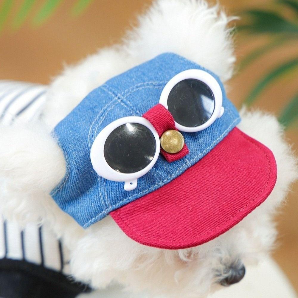 Ohrenlöcher Hundesonnenbrille Baseballkappe Verstellbarer Haustier-Sonnenschutzhut Kleine bis mittelgroße Hunde