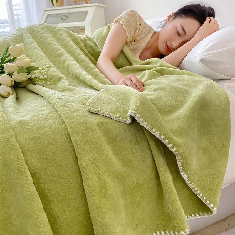 2024 New Class A Soft Waxy Stroking Cats Blanket Four Seasons Air Conditioning Blanket Waffle Double Layer Composite Blanket