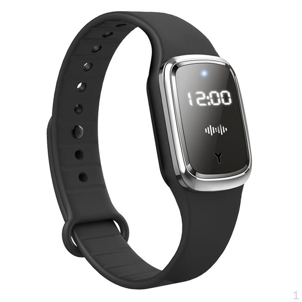 Антимоскитные часы Ультразвуковой репеллент Браслет Наручный Черный