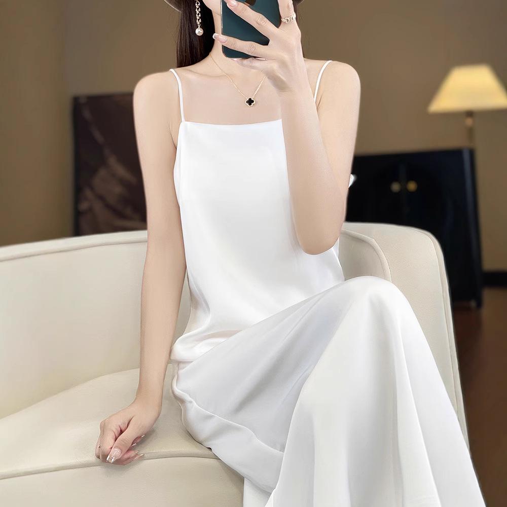 

Женское сексуальное атласное платье на одно плечо, на тонких бретелях, с открытой спиной - Облегающее, из ледяного шелка M (90-100 jin) зелёный/серый