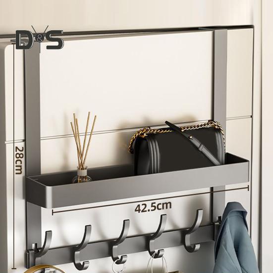 Door Rack Double-Layer Design Strong Load-Bearing Simple Installation Multipurpose Hanger Hook with Storage Shelf
