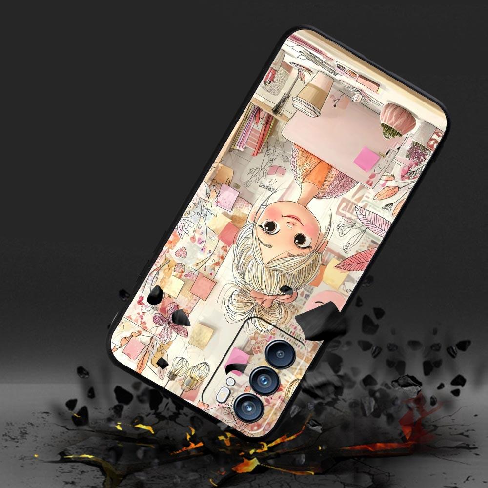 Cartoon Girl Phone Case For Oppo A17 A31 A54 A57 A78 A79 A98 Find X5 X6 Reno 6 7 8 10 11 12 13 F Pro 5G Soft TPU Cover Funda Bag