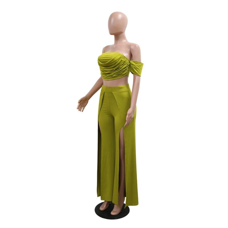 Women's New Fashion Casual Suit Bust Open Wide Leg Trousers