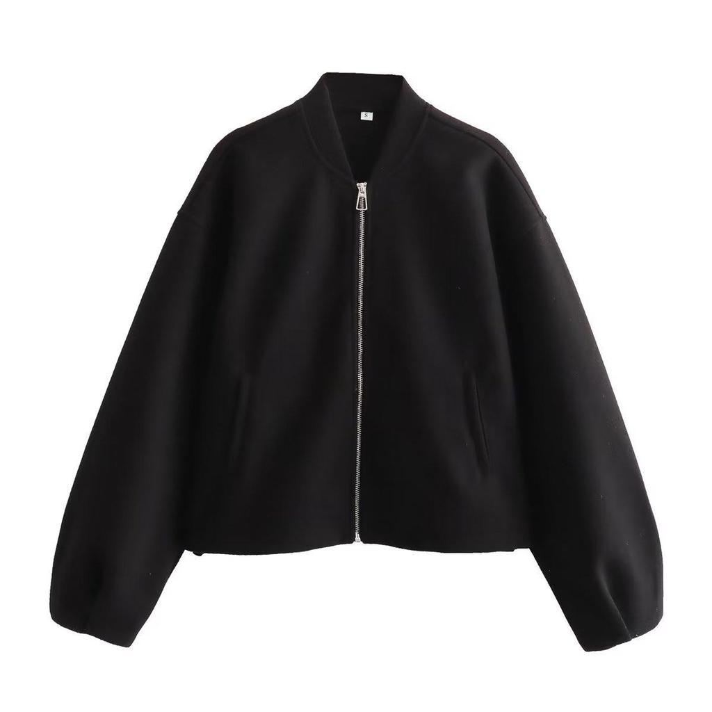 Autumn Winter Women's Wear Fashion Casual Loose Versatile Stand Up Collar Soft Jacket Coat